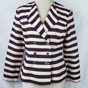 CAbi Cruise striped blazer red white blue double breasted jacket size 6